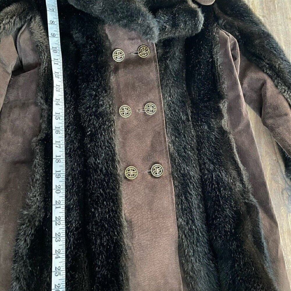 Lykafur Brown Faux Fur Coat for Women Vintage Tissavel France - Sz M w/S… - Picture 5 of 15